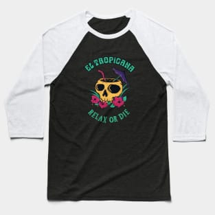 El Tropicana Tropical Skull Cocktail Baseball T-Shirt